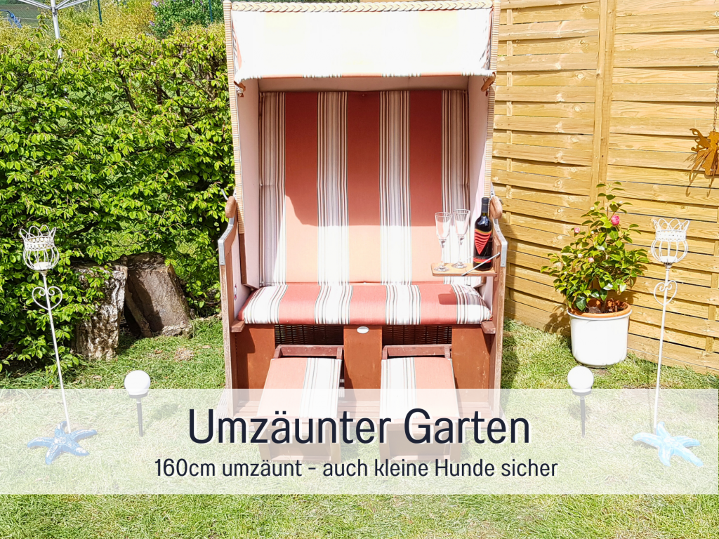 Vollständig eingezäunter Garten der Ferienwohnung Am Feldrain für Gäste mit Hund